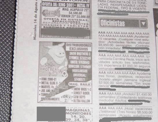 Snow brothers 3 en LA PRENSA D.F. 2002.jpg